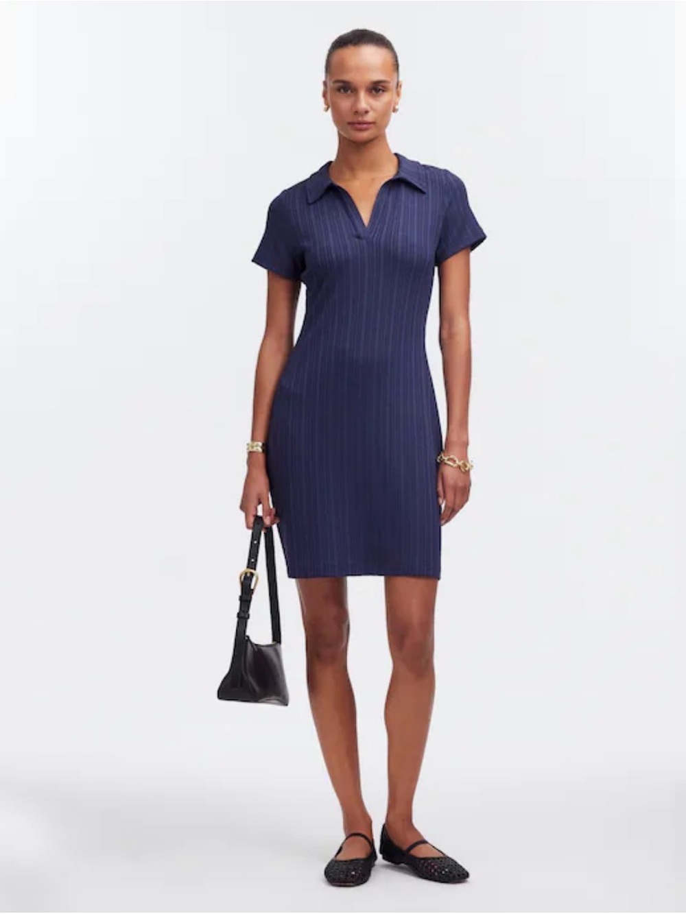 NWT Madewell Navy Pinstripe Polo Dress size S
